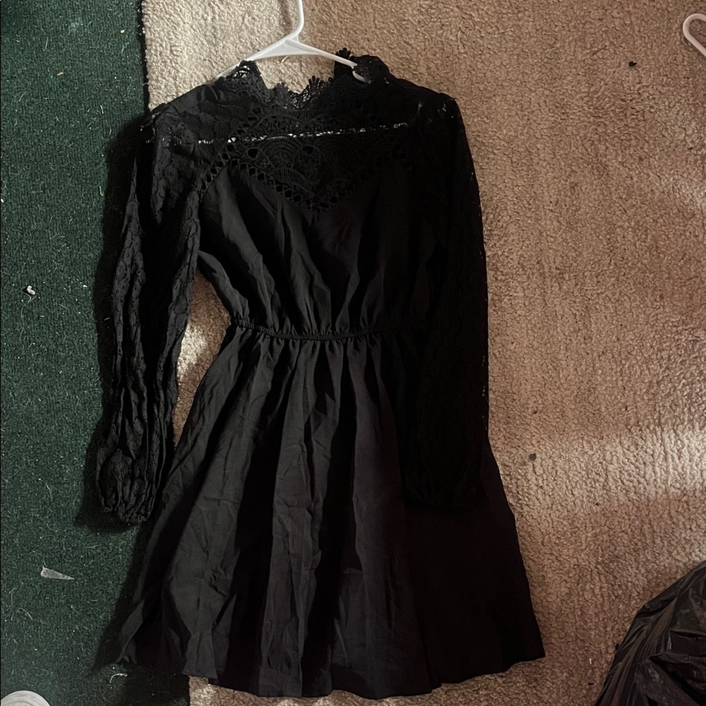 SHEIN Black Lace Long Sleeve Dress size xS